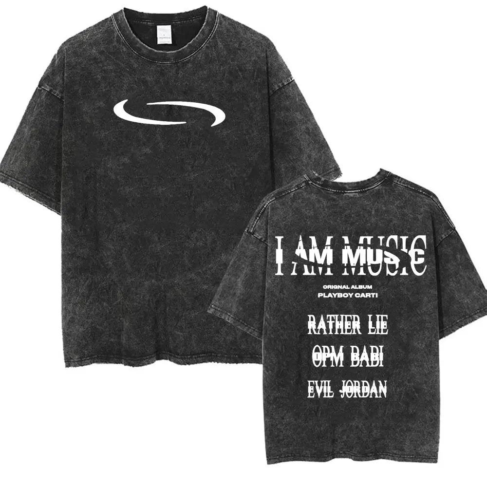 I AM MUSIC” Washed Rap Tee – Opium Tour Oversized Edition