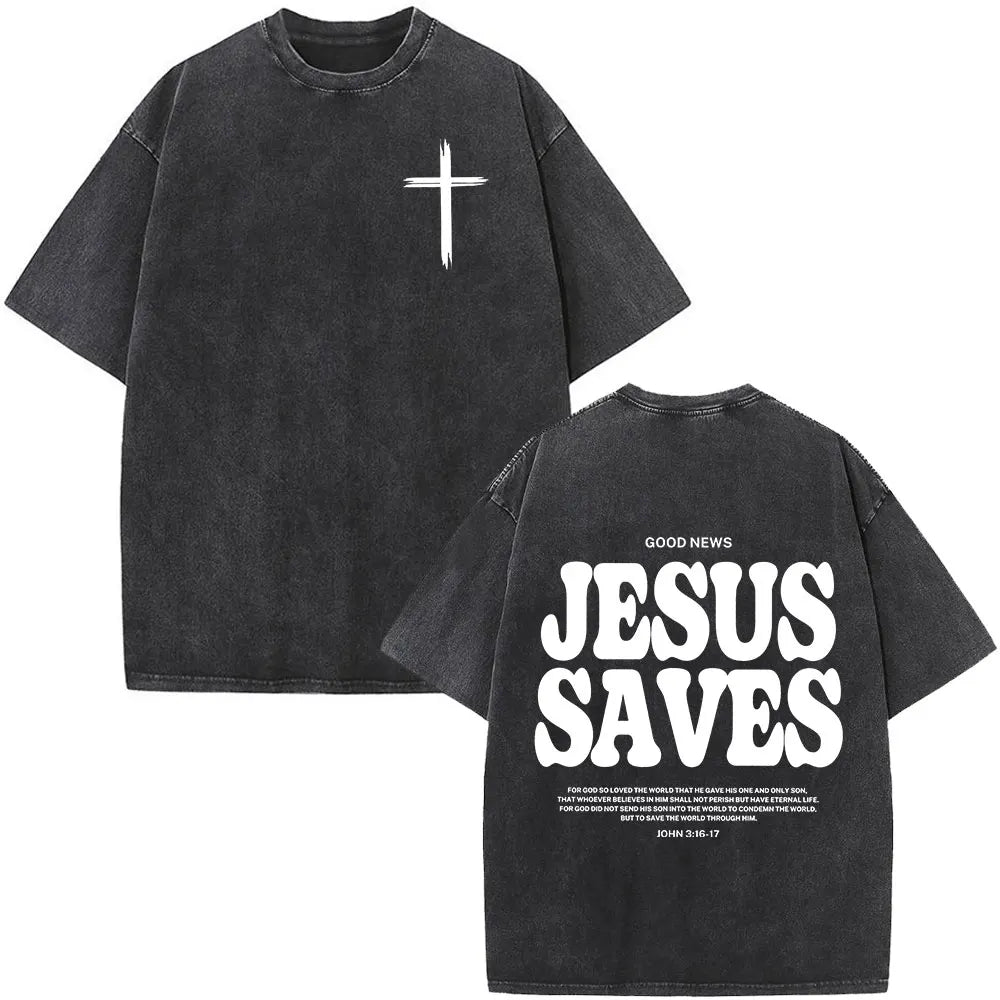 Washed Bible Verse Tee – Oversized Vintage Christian Statement