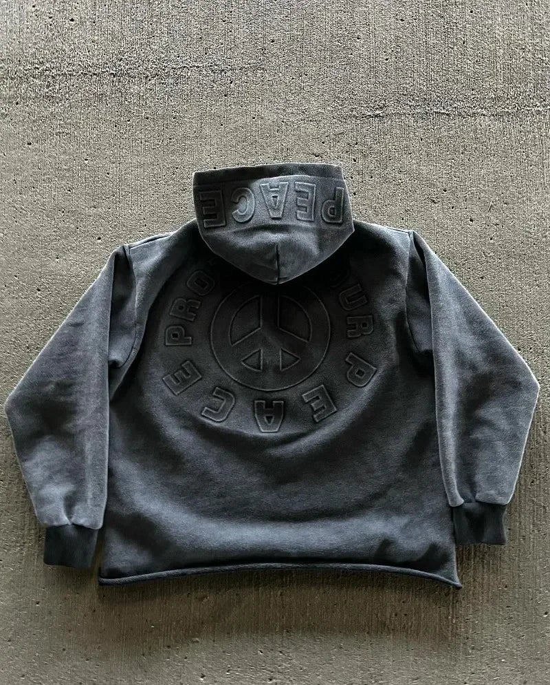 Gothic Hoodie — Oversized Y2K Streetwear (Black/Grey)