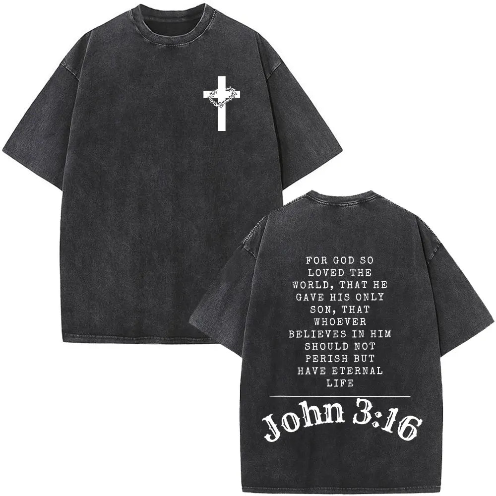 Washed Bible Verse Tee – Oversized Vintage Christian Statement