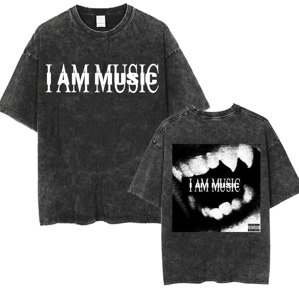 I AM MUSIC” Washed Rap Tee – Opium Tour Oversized Edition