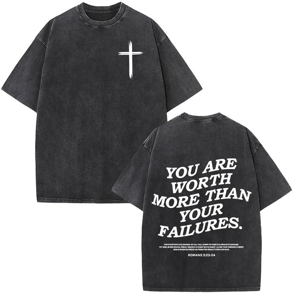 Washed Bible Verse Tee – Oversized Vintage Christian Statement