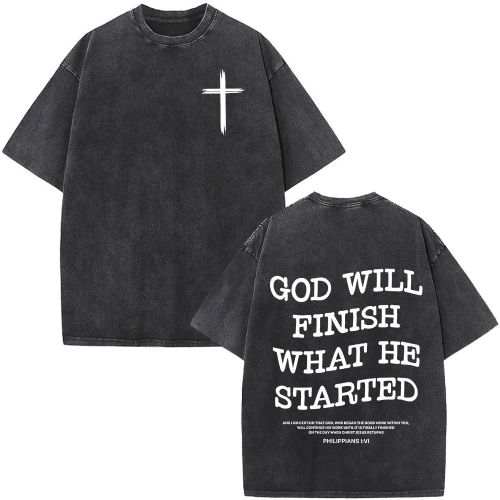 Washed Bible Verse Tee – Oversized Vintage Christian Statement