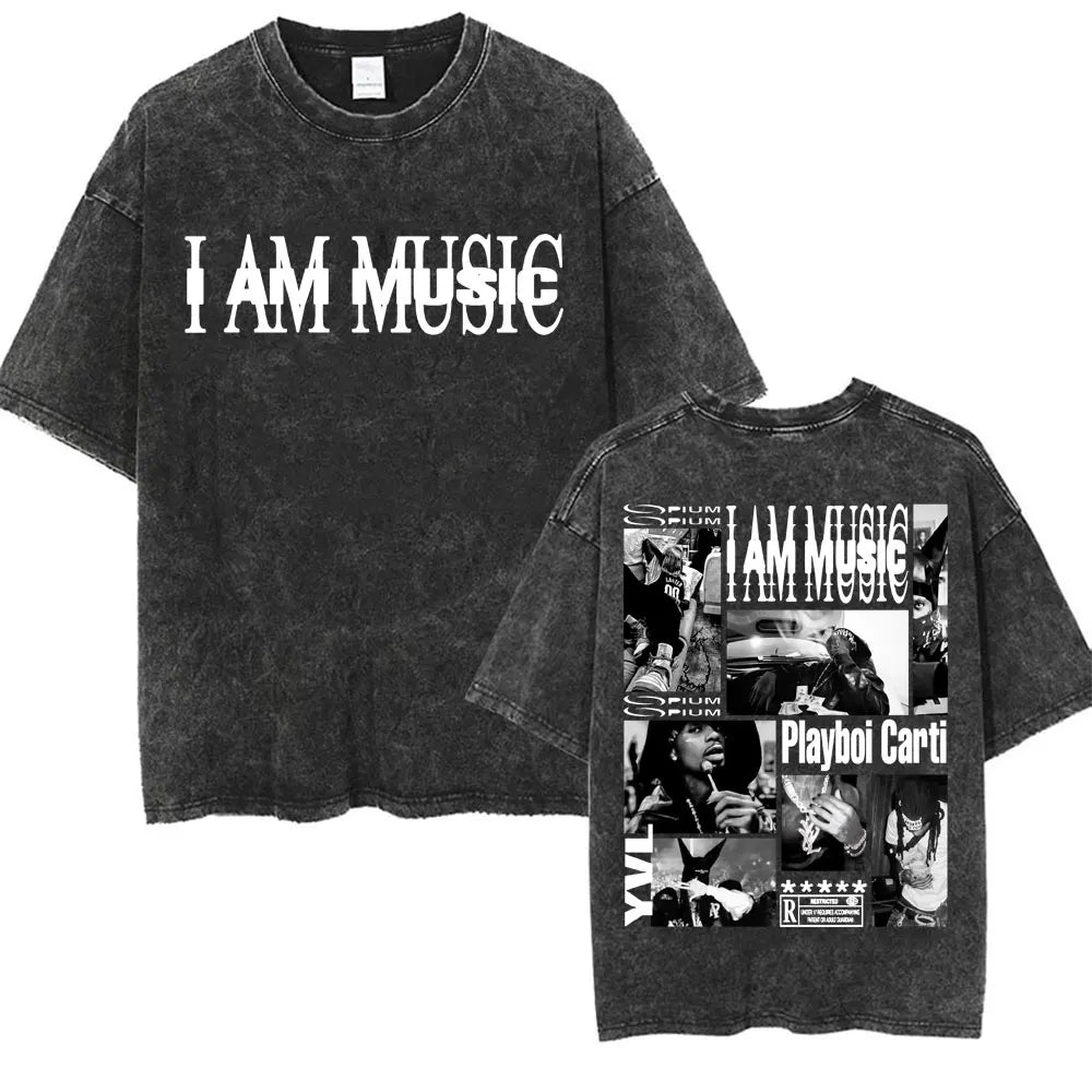 I AM MUSIC” Washed Rap Tee – Opium Tour Oversized Edition
