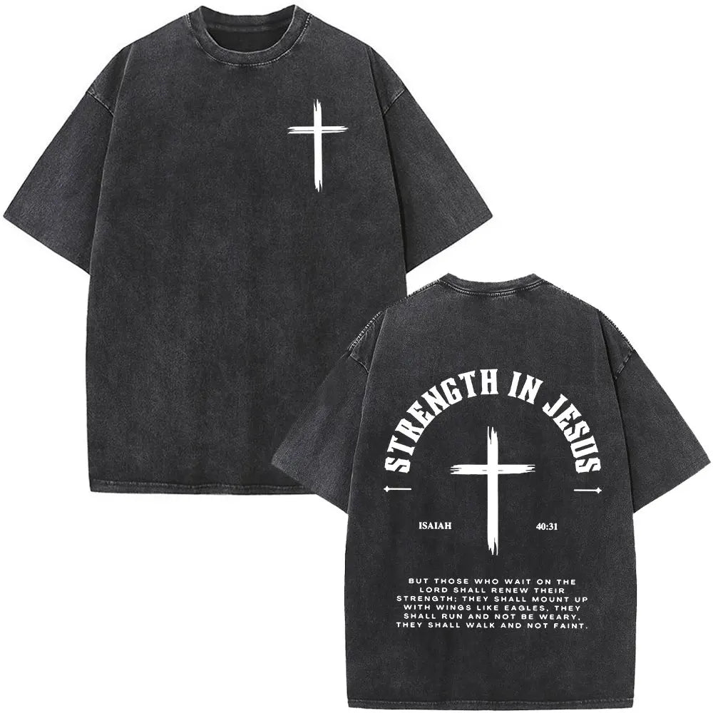 Washed Bible Verse Tee – Oversized Vintage Christian Statement