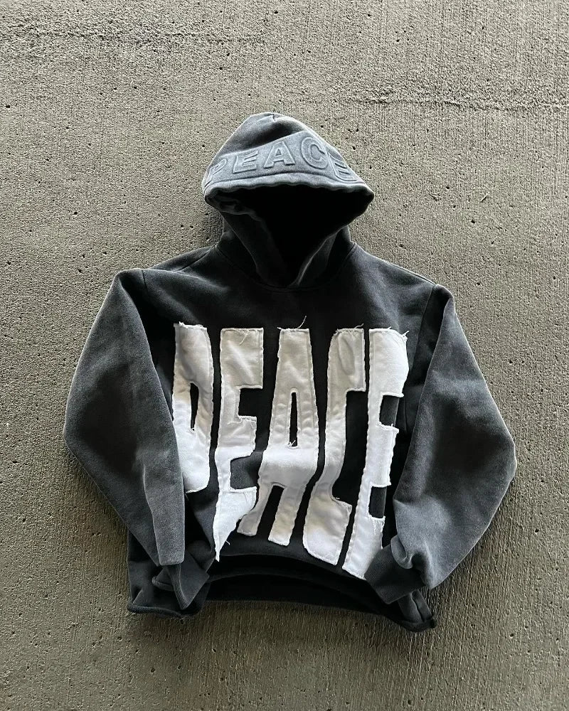 Gothic Hoodie — Oversized Y2K Streetwear (Black/Grey)