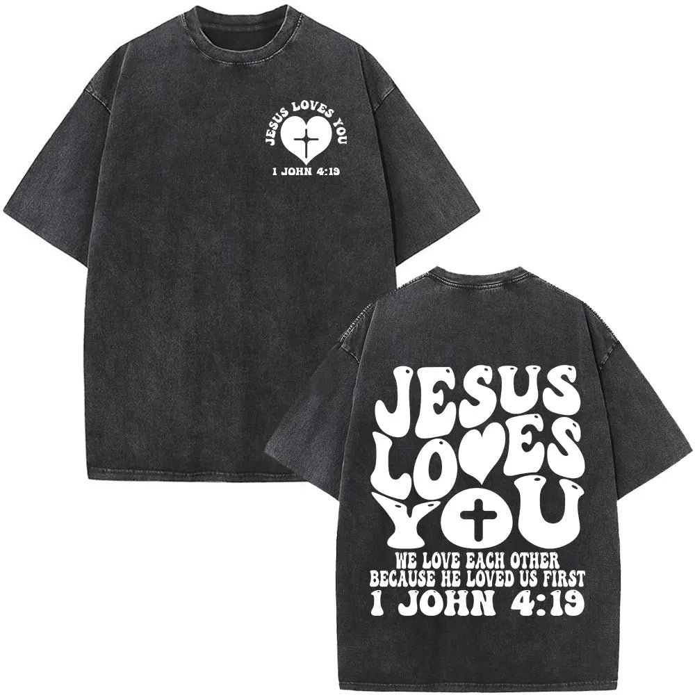 Washed Bible Verse Tee – Oversized Vintage Christian Statement