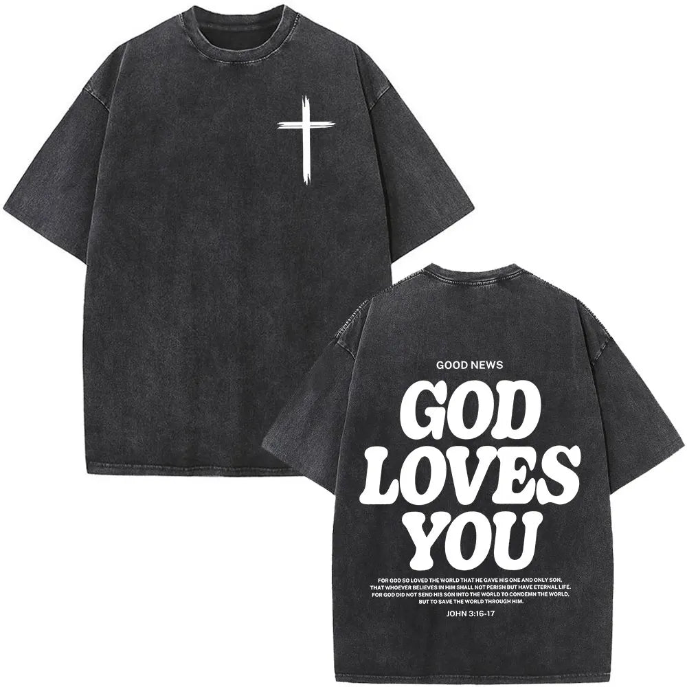 Washed Bible Verse Tee – Oversized Vintage Christian Statement