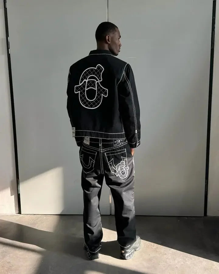 REVOLT™ Retro Y2K Leather-Denim Hybrid Jacket – Street Legends Editio