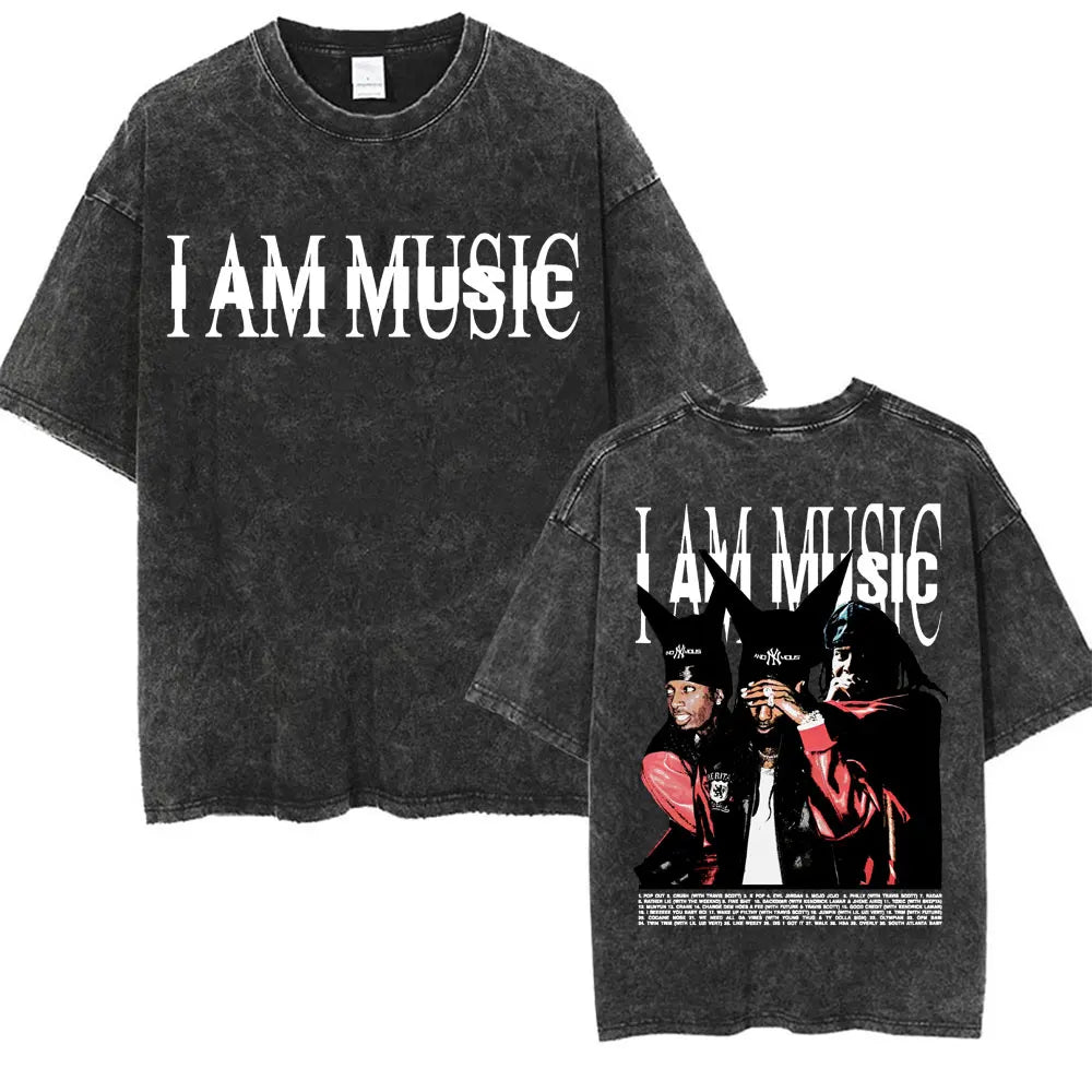 I AM MUSIC” Washed Rap Tee – Opium Tour Oversized Edition