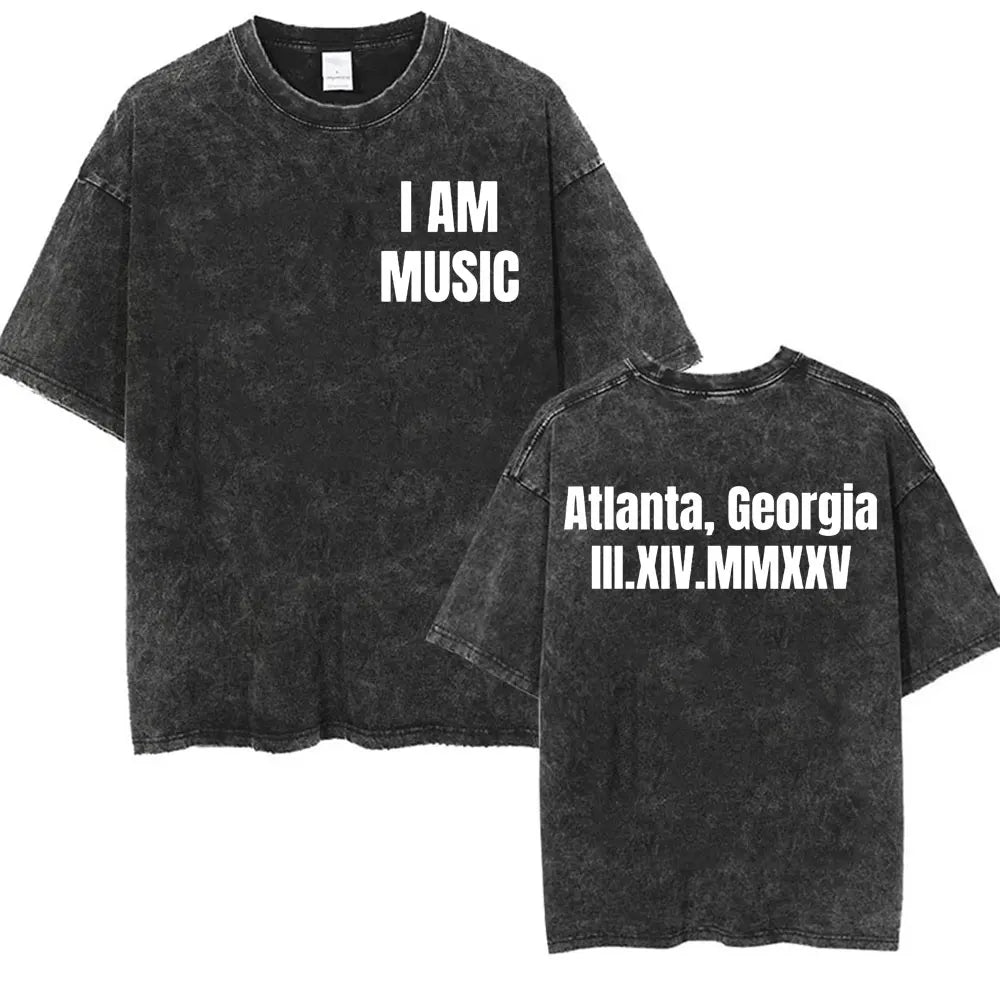 I AM MUSIC” Washed Rap Tee – Opium Tour Oversized Edition