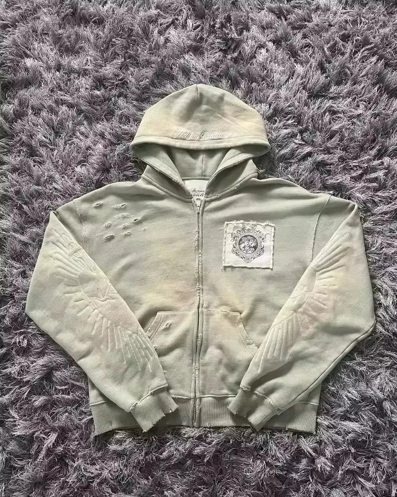 Gothic Hoodie — Oversized Y2K Streetwear (Black/Grey)