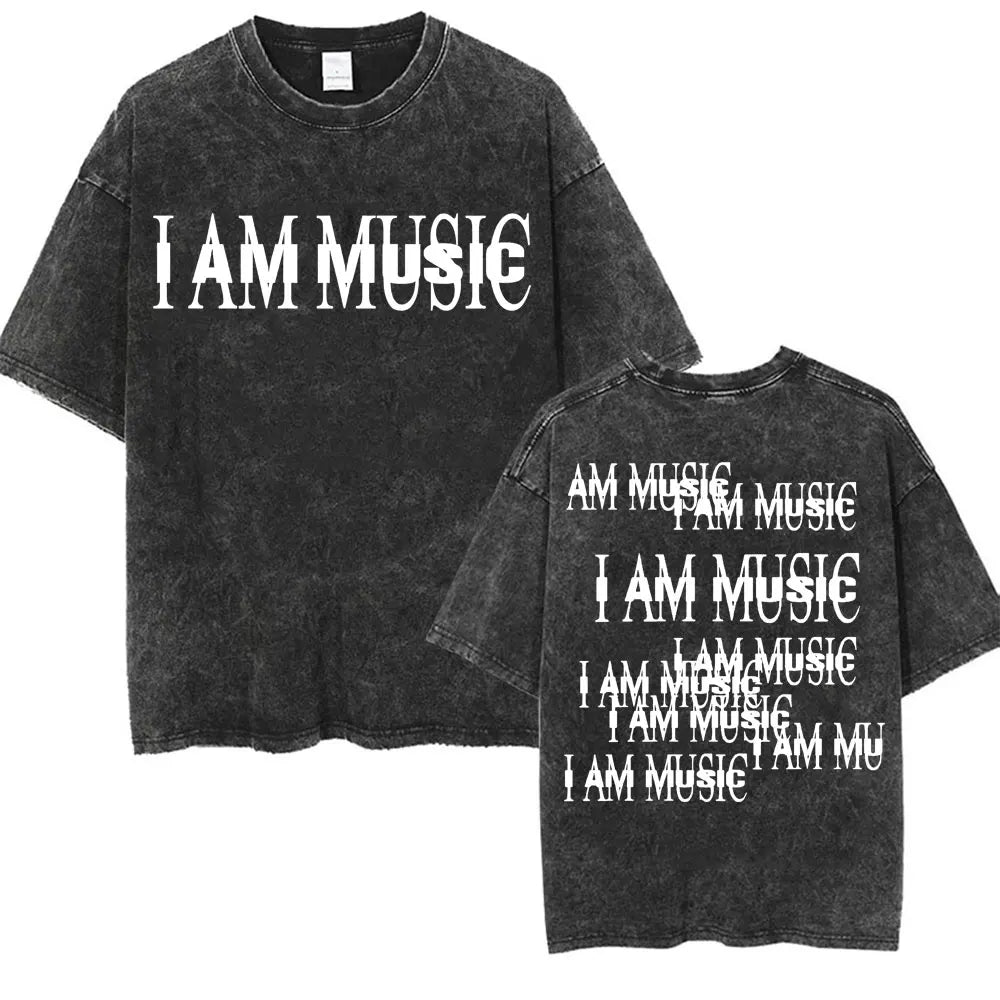 I AM MUSIC” Washed Rap Tee – Opium Tour Oversized Edition