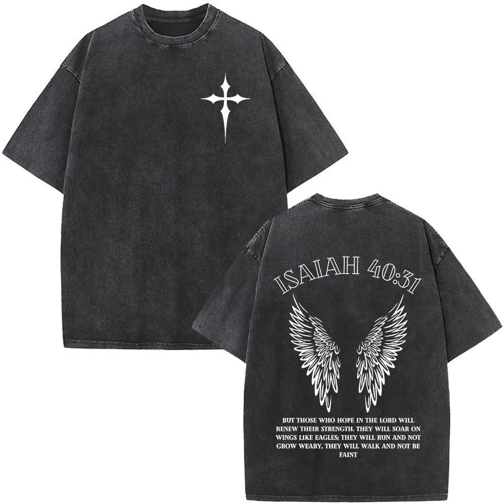 Washed Bible Verse Tee – Oversized Vintage Christian Statement