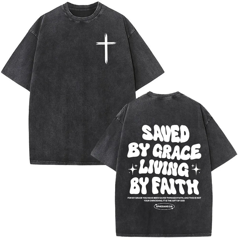 Washed Bible Verse Tee – Oversized Vintage Christian Statement