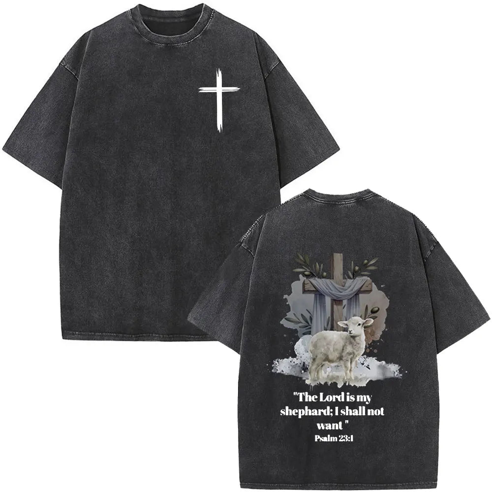 Washed Bible Verse Tee – Oversized Vintage Christian Statement