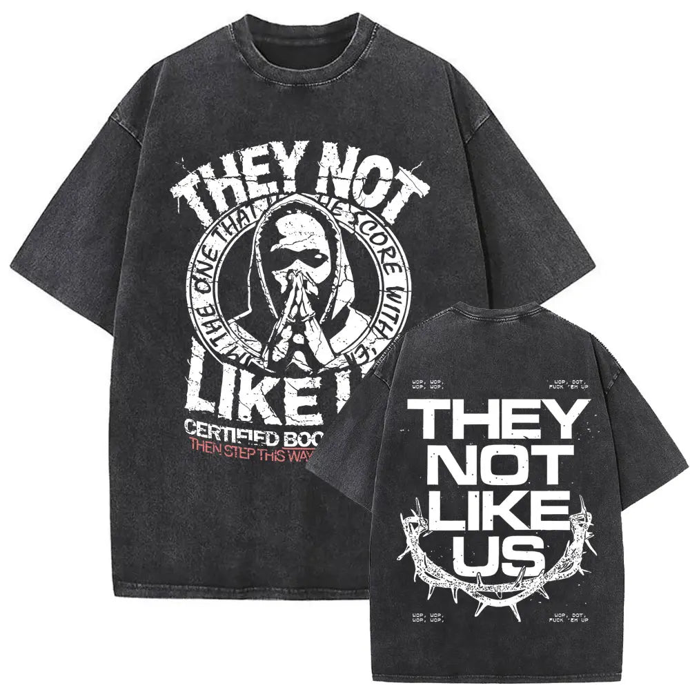 Kendrick Lamar “They Not Like Us” Washed Vintage T-shirt – Oversized Summer Drop