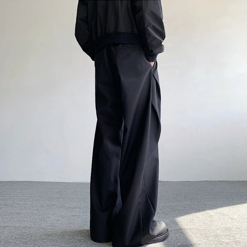 Wide-Leg Smart Trousers — Korean-Inspired Street Fit (Black & Coffee)
