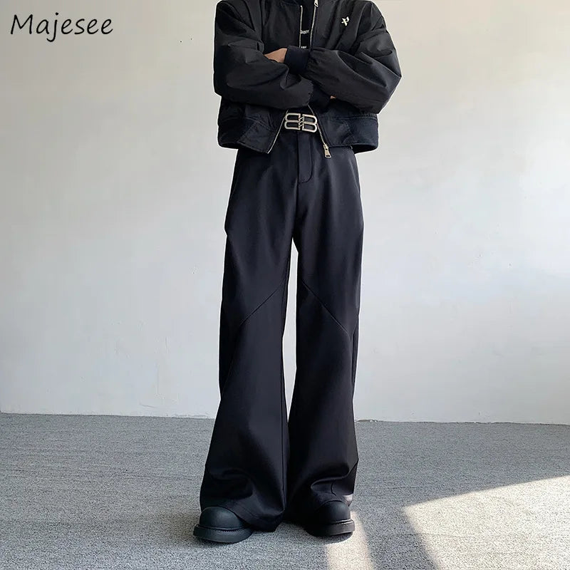 Wide-Leg Smart Trousers — Korean-Inspired Street Fit (Black & Coffee)